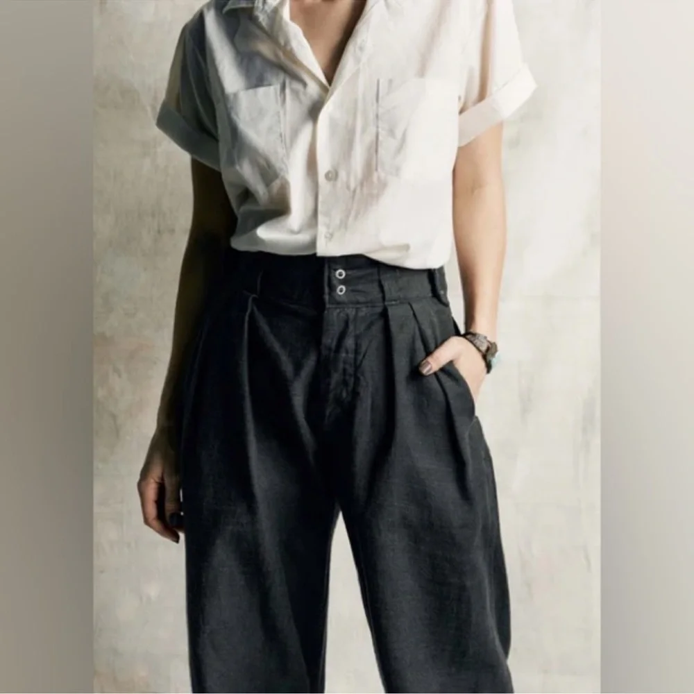 Imogene And Willie Diana Pleated High Rise Straight Black Selvage Denim. Sz 30. - Picture 2 of 13
